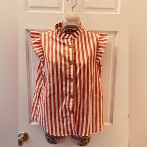 frill pop sleeve button up tank top